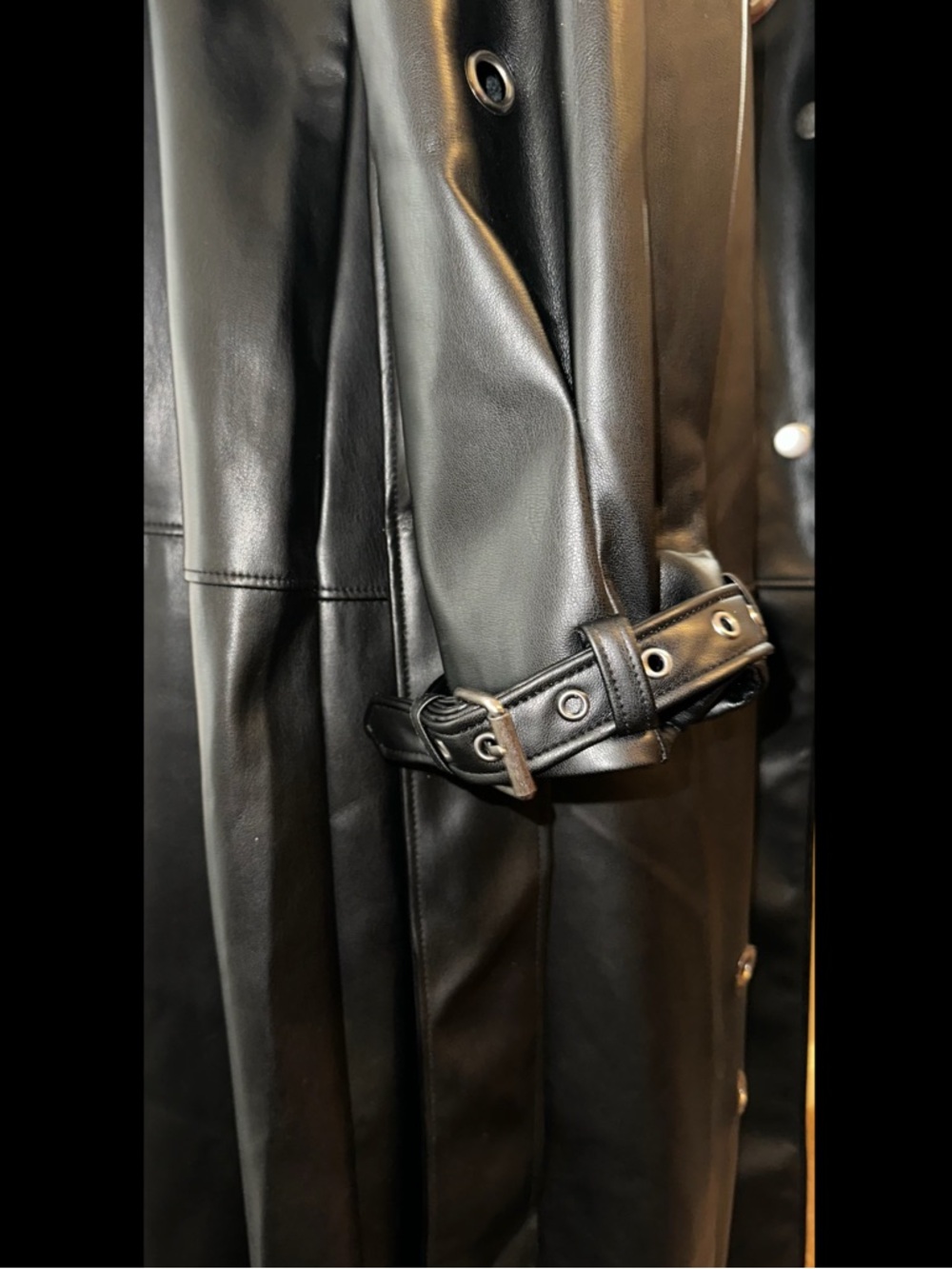 Poster Girl Dolls Kill ‘MISBEHAVING’ Faux Leather Trench Coat O Ring XL NWT - Picture 8 of 15